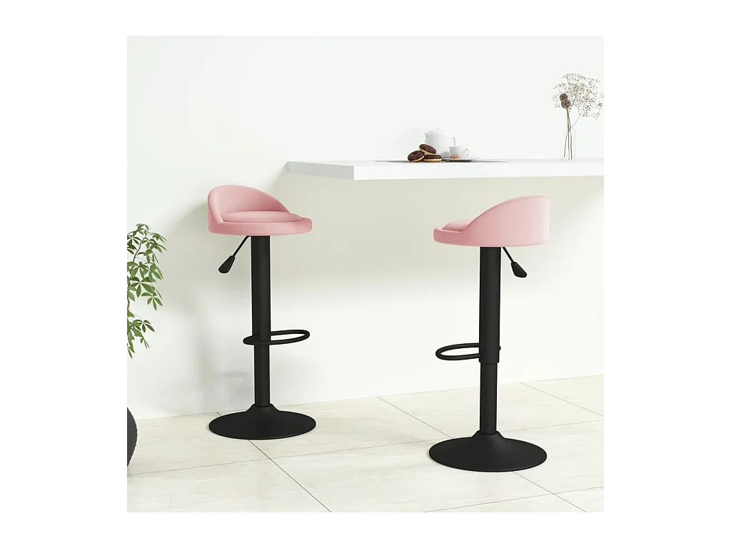 Tabourets de bar lot de 2 rose velours