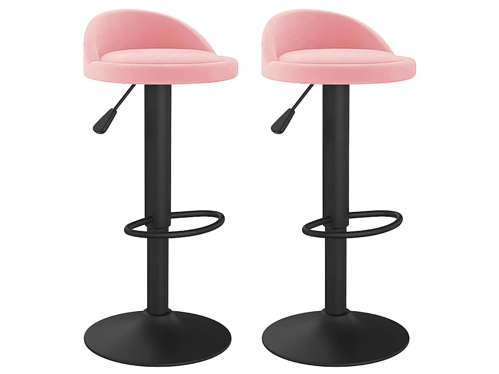 Tabourets de bar lot de 2 rose velours