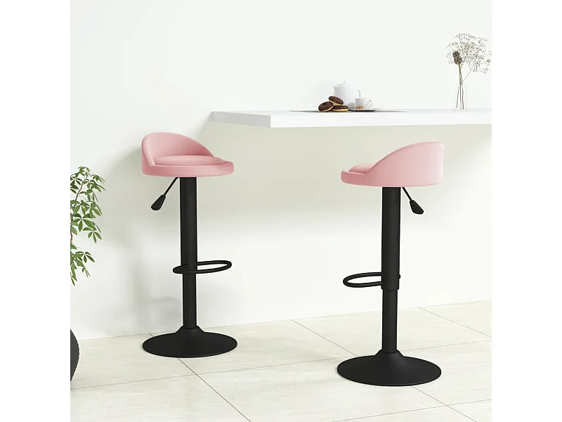 Tabourets de bar lot de 2 rose velours