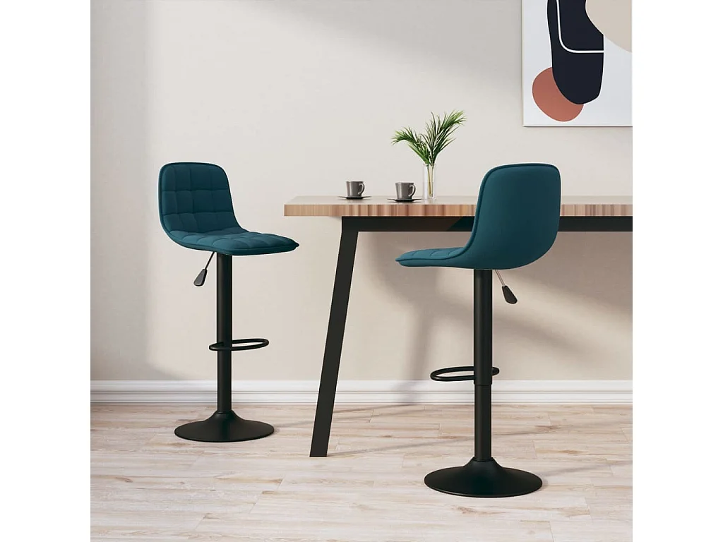 Tabourets de bar lot de 2 bleu velours