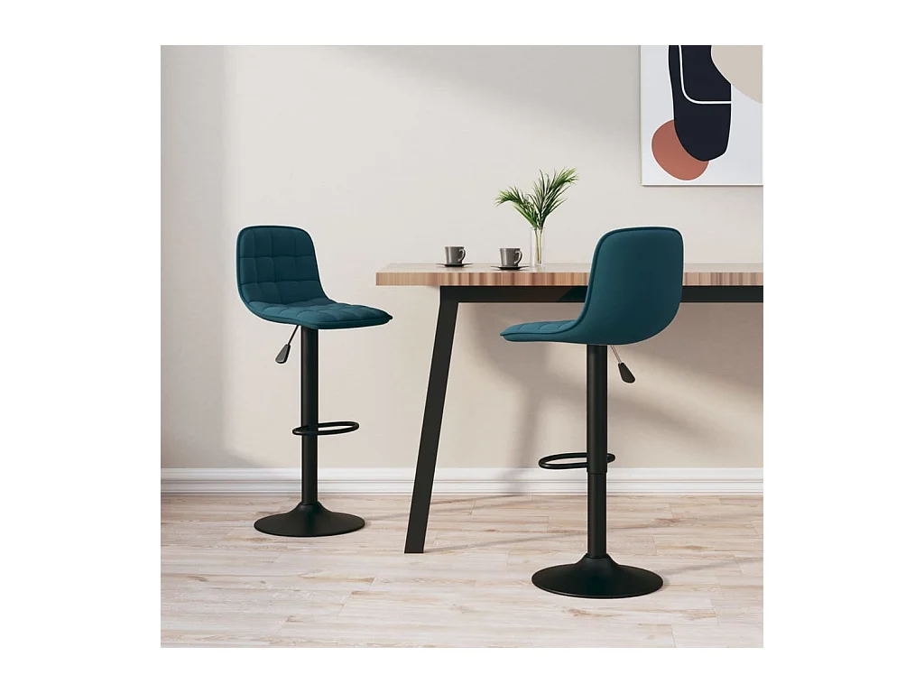 Tabourets de bar lot de 2 bleu velours