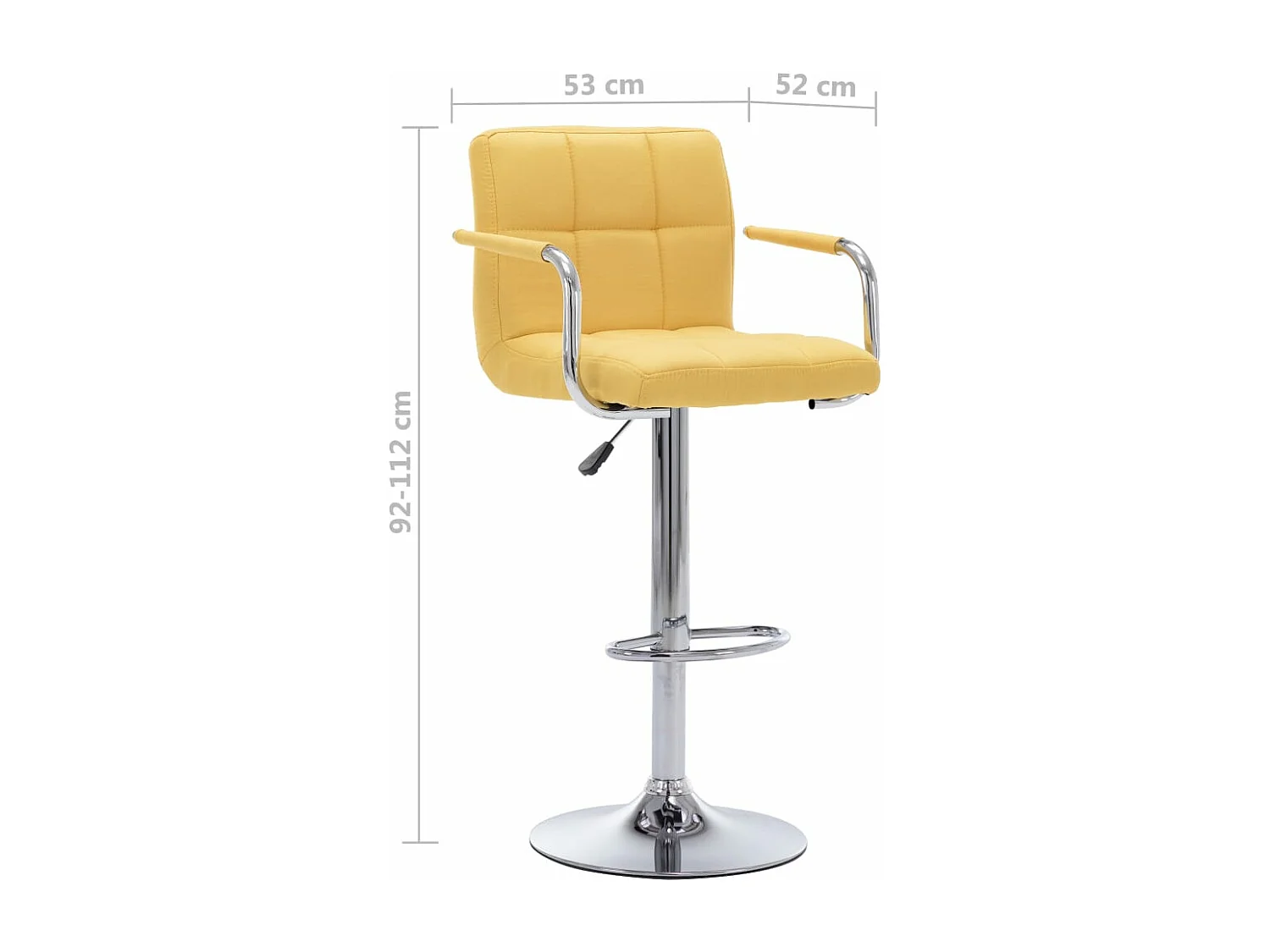 Chaises de bar lot de 2 jaune tissu