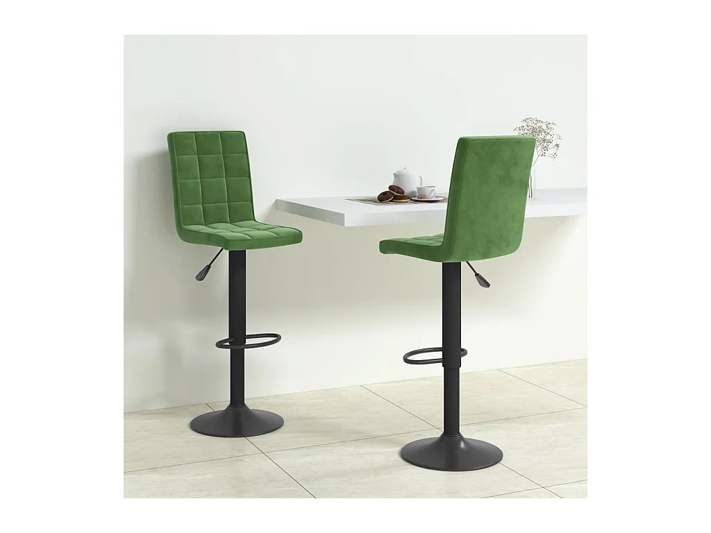 Tabourets de bar lot de 2 vert foncé velours