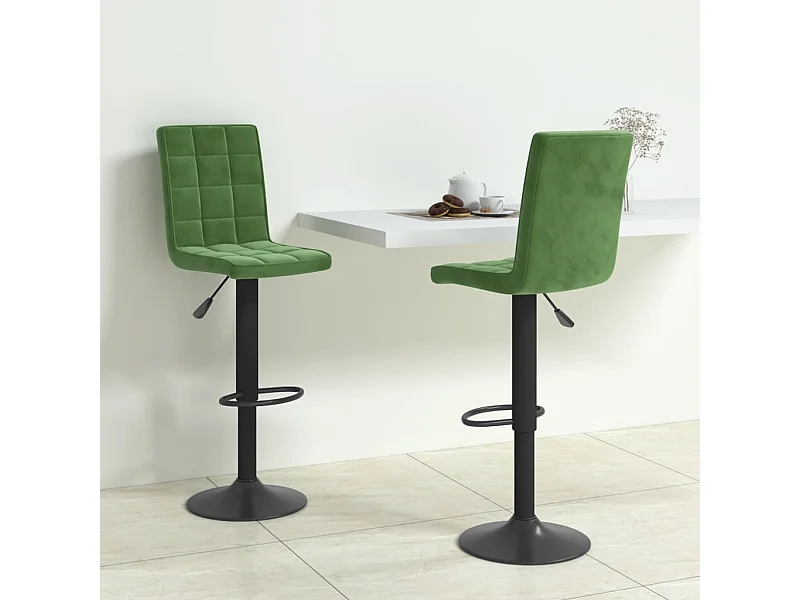Tabourets de bar lot de 2 vert foncé velours