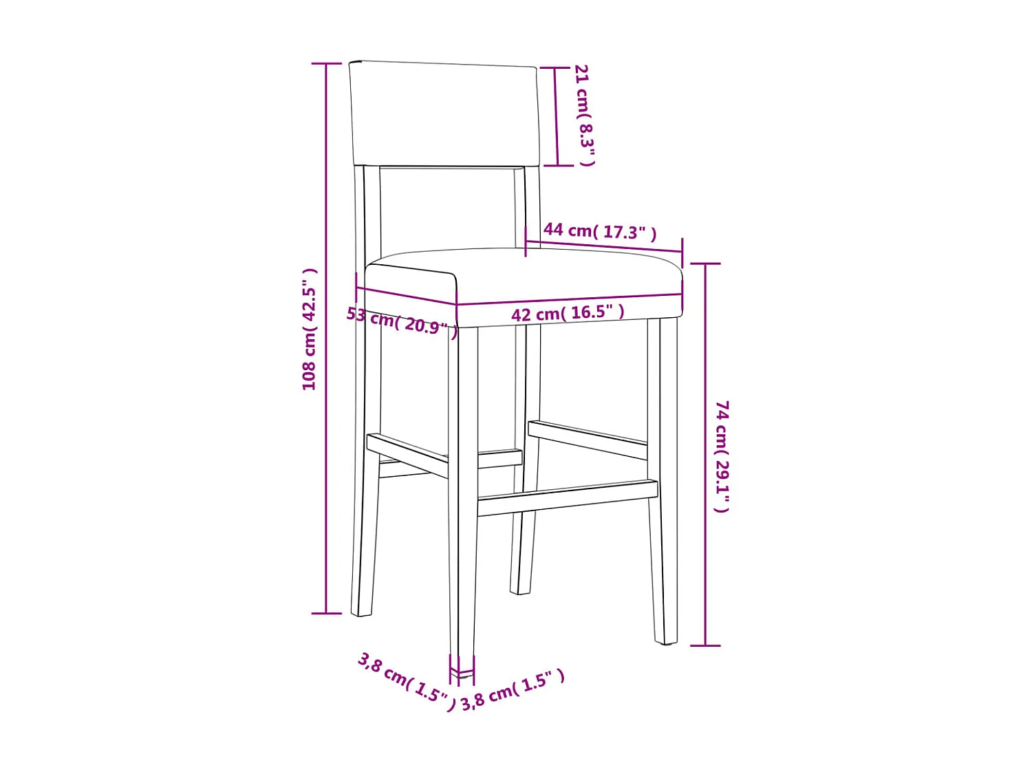 Barstühle 2 Stk. Massivholz Gummibaum und Kunstleder