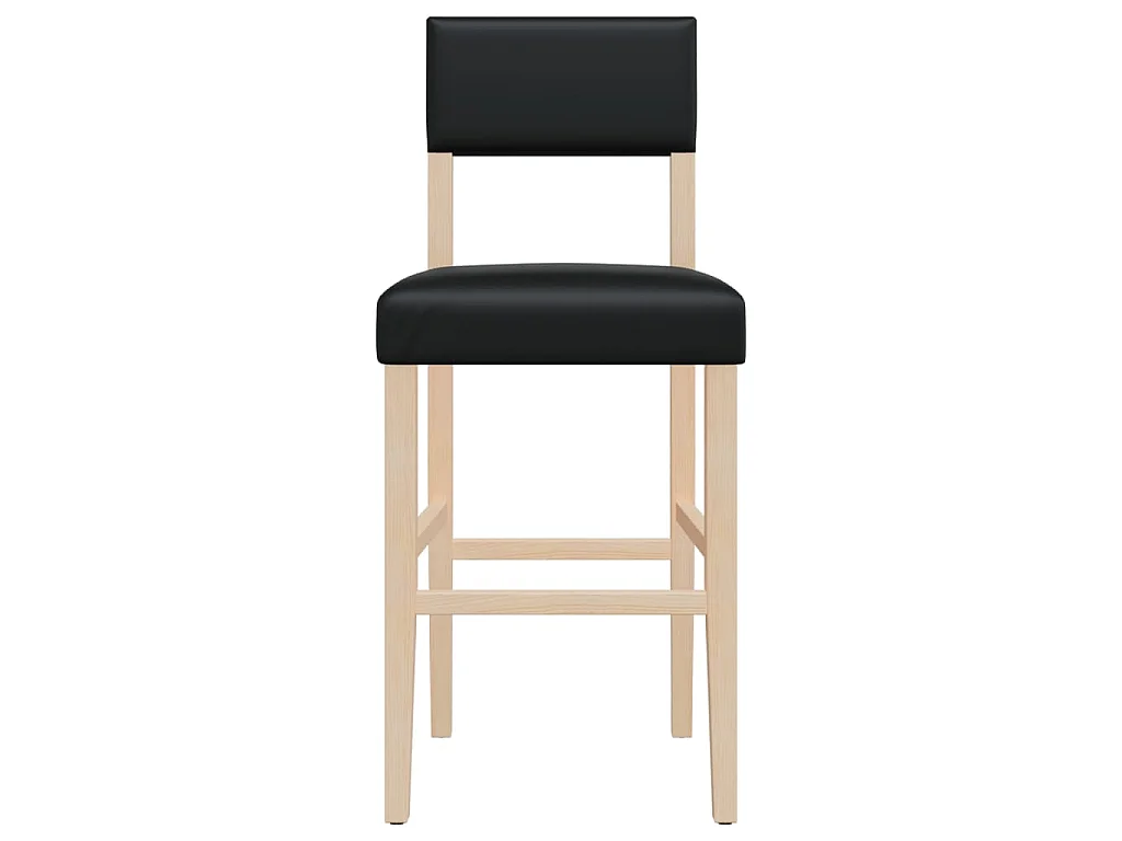 Chaises de bar lot de 2 bois massif d'hévéa et similicuir