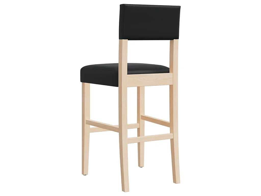 Chaises de bar lot de 2 bois massif d'hévéa et similicuir