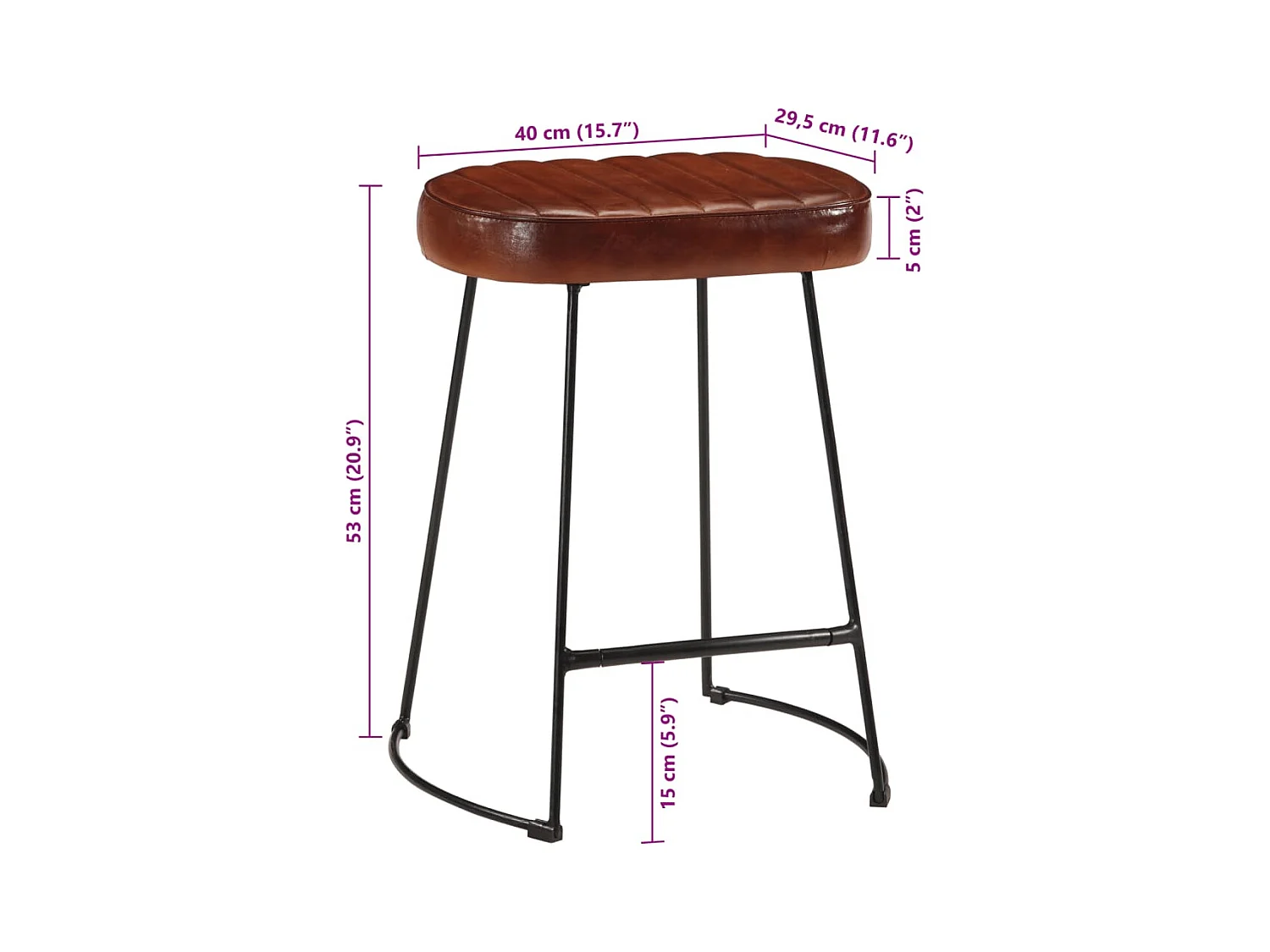 Tabourets de bar lot de 2 marron foncé 40x29,5x53 cm