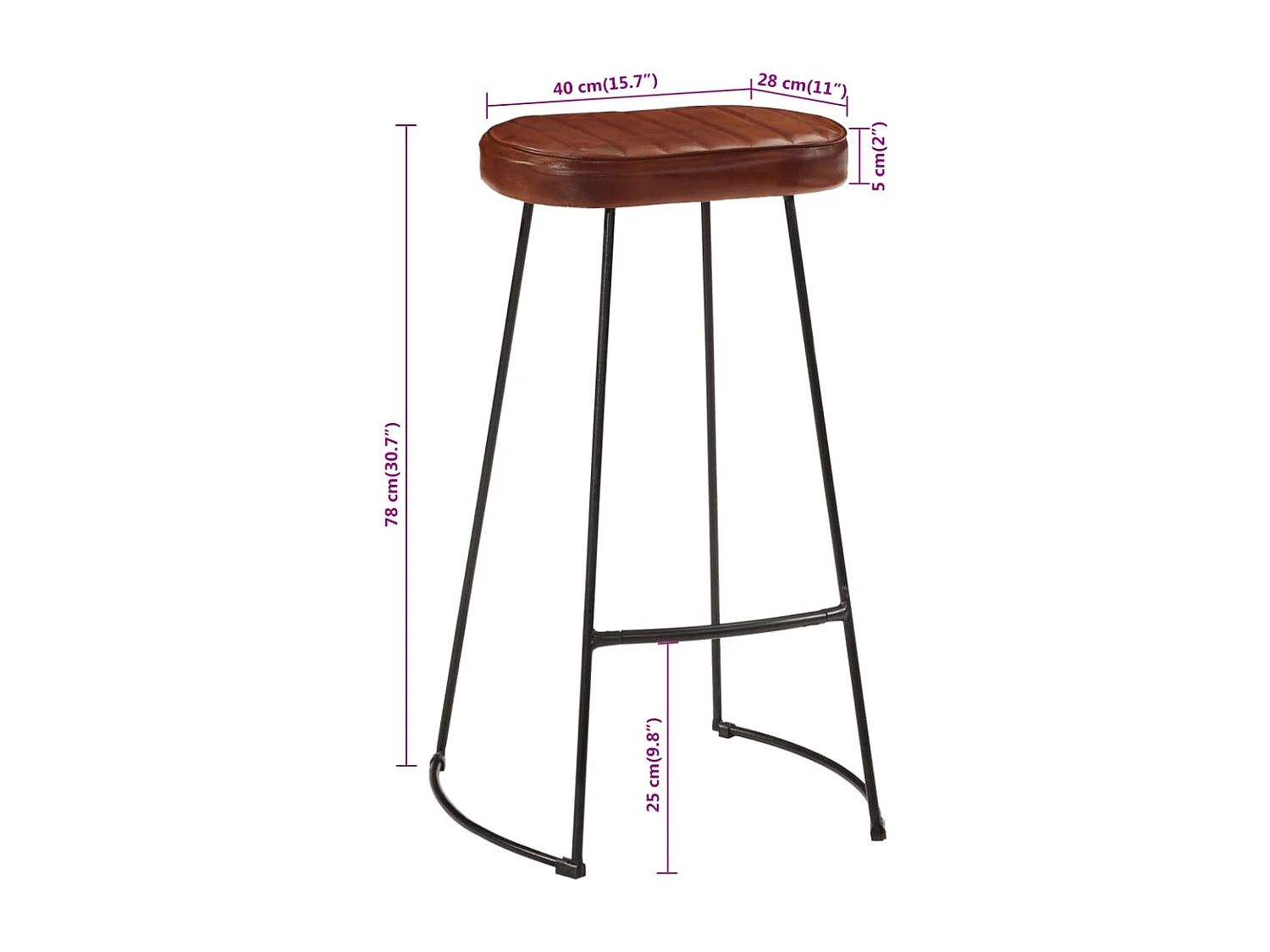 Tabourets de bar Gavin lot de 2 marron foncé 44x37,5x78 cm