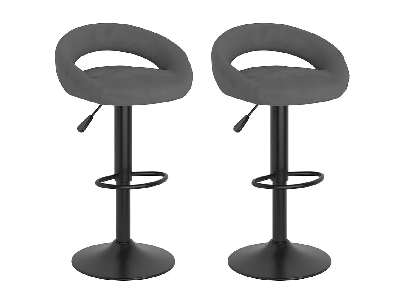 Barhocker 2 Stk. Dunkelgrau Samt