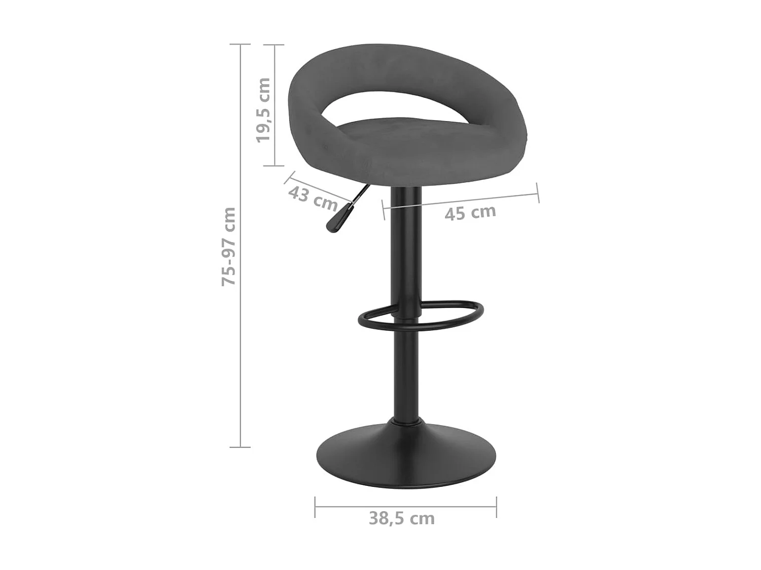 Barhocker 2 Stk. Dunkelgrau Samt