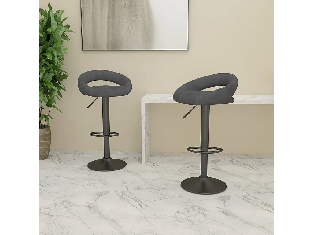 Bancos de bar 2 pcs veludo cinzento-escuro