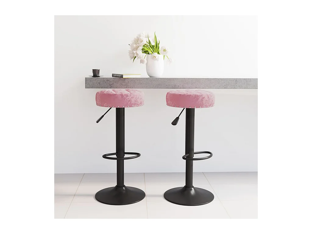 Tabourets de bar lot de 2 rose velours