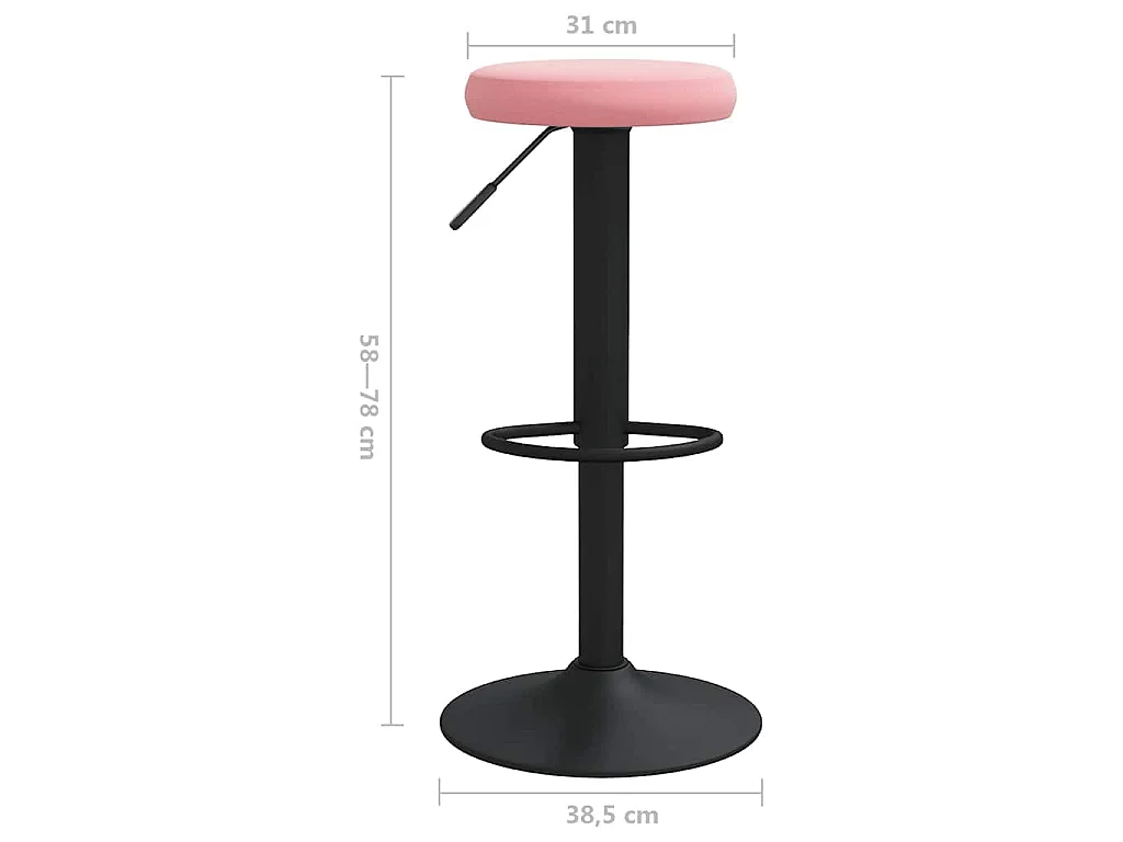 Tabourets de bar lot de 2 rose velours