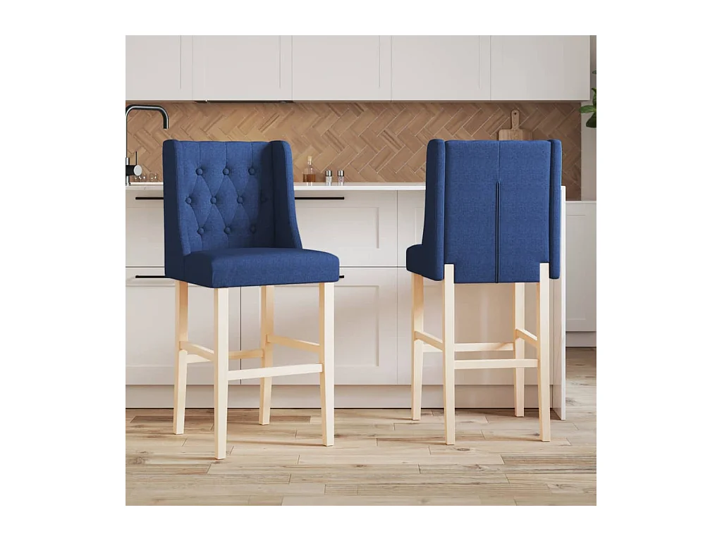 Barstoelen 2 st massief rubberhout en stof