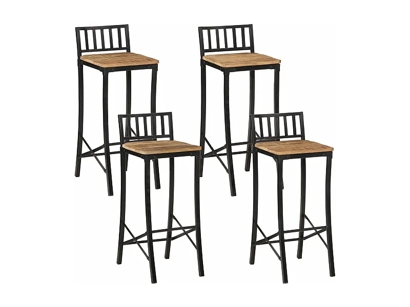 Barstoelen 4 st massief ruw mangohout