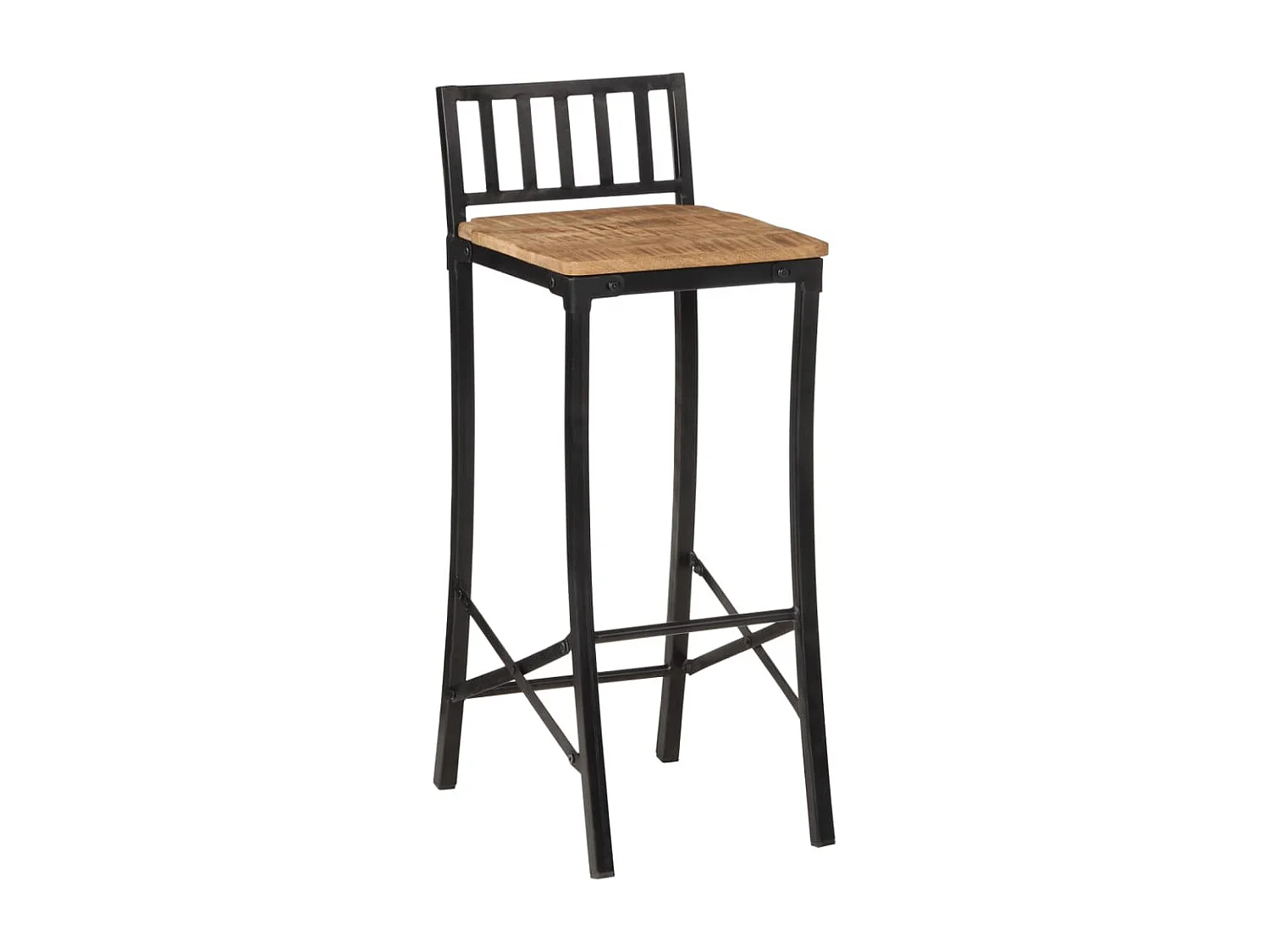 Chaises de bar lot de 4 bois de manguier massif brut