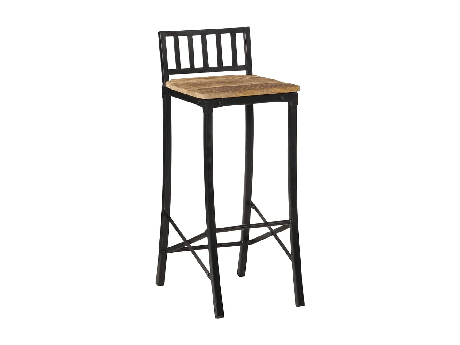 Chaises de bar lot de 4 bois de manguier massif brut