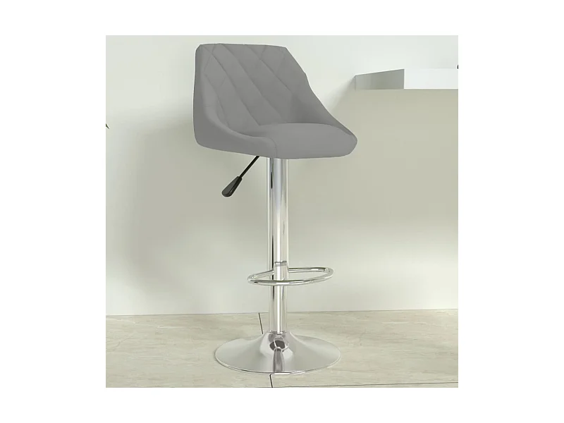Sgabello da Bar Grigio Chiaro in Velluto