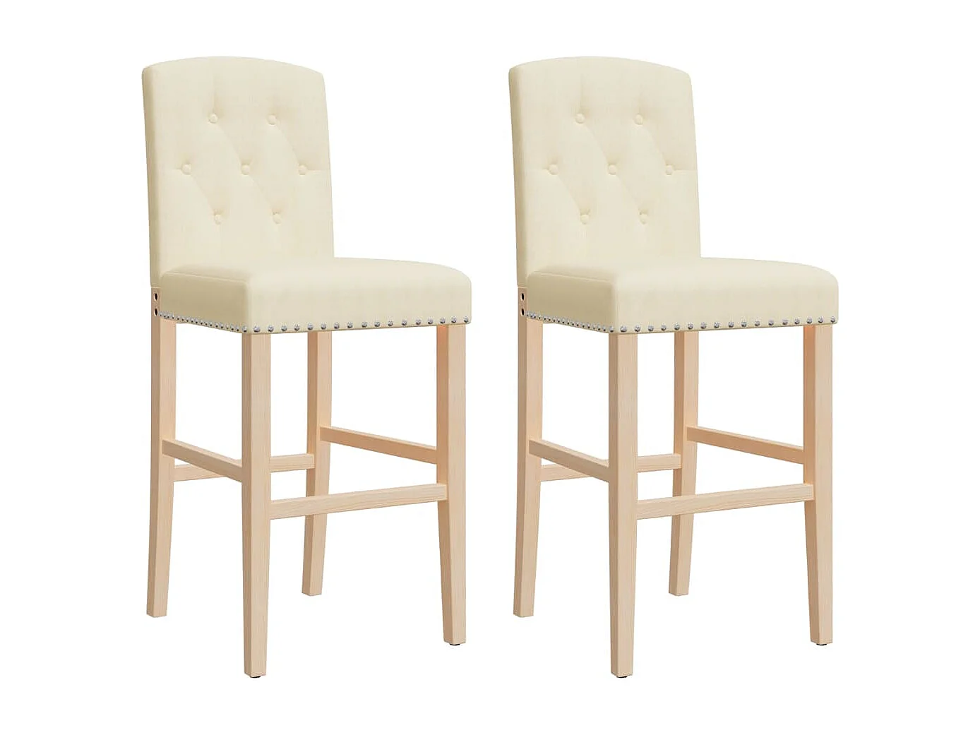 Chaises de bar lot de 2 bois massif d'hévéa et tissu