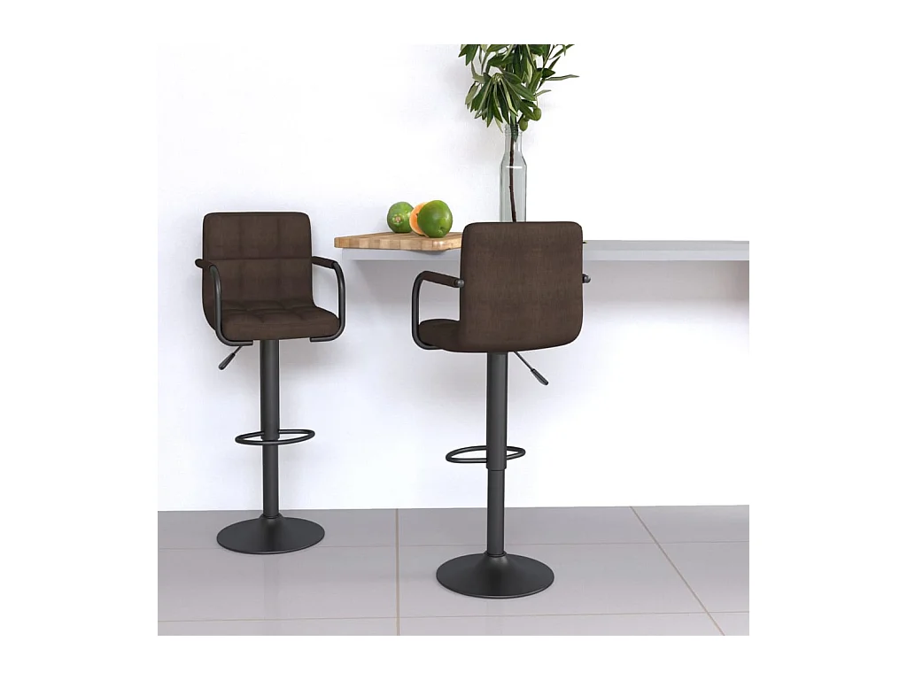 Tabourets de bar lot de 2 marron tissu