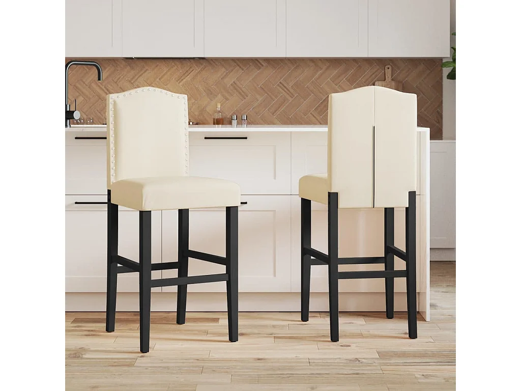 Chaises de bar lot de 2 bois massif d'hévéa et tissu