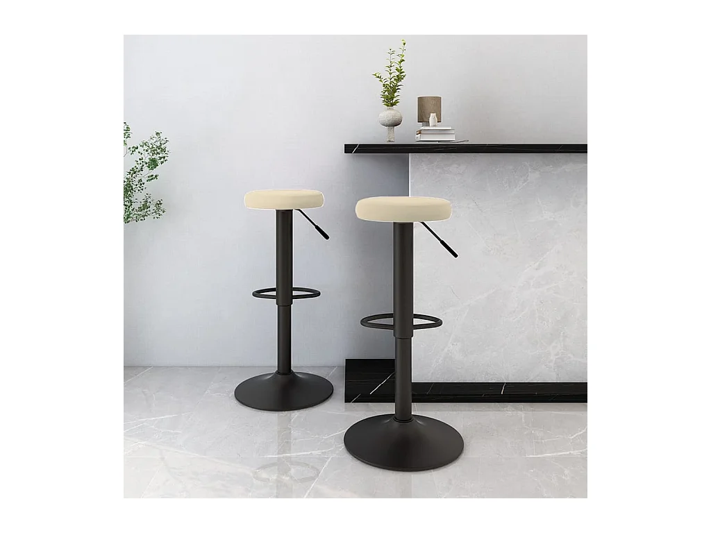 Tabourets de bar lot de 2 crème velours