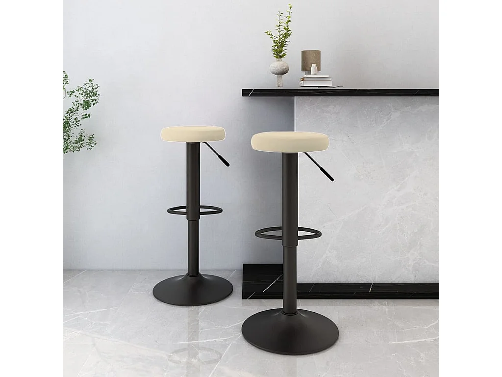 Tabourets de bar lot de 2 crème velours