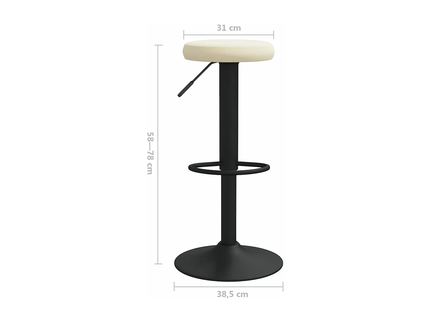 Tabourets de bar lot de 2 crème velours