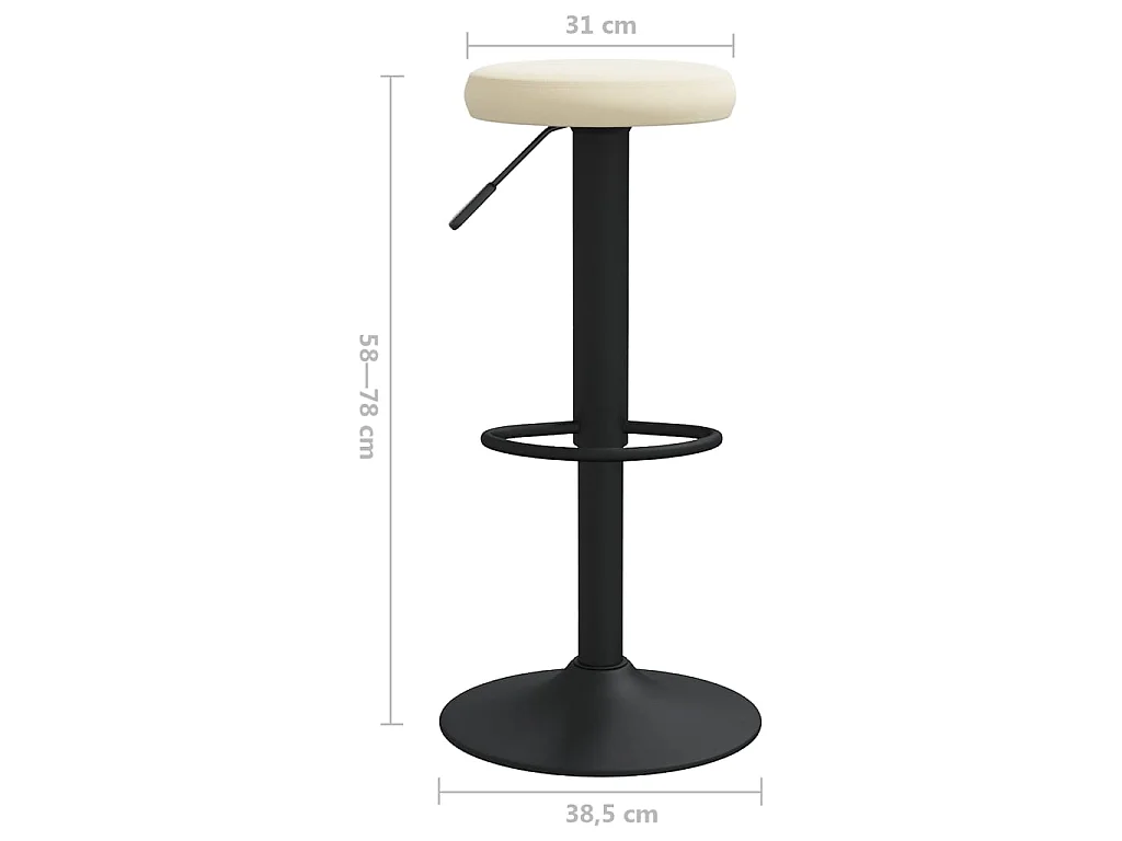 Tabourets de bar lot de 2 crème velours