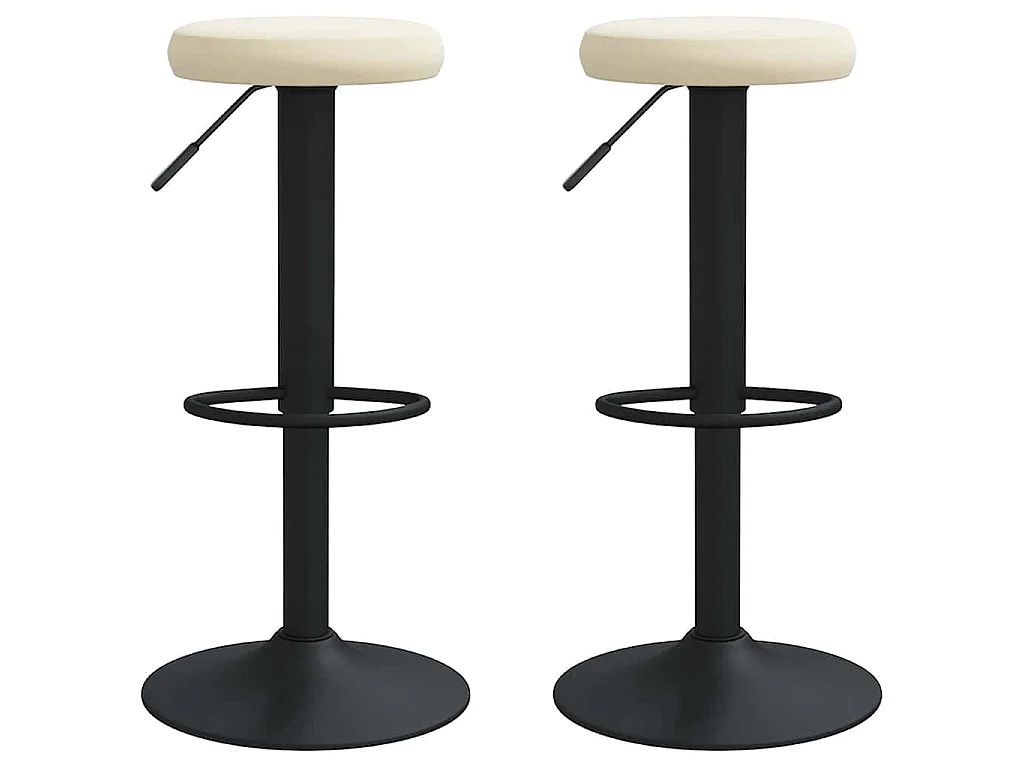 Tabourets de bar lot de 2 crème velours