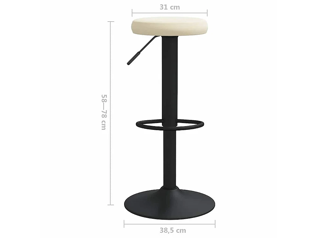 Tabourets de bar lot de 2 crème velours
