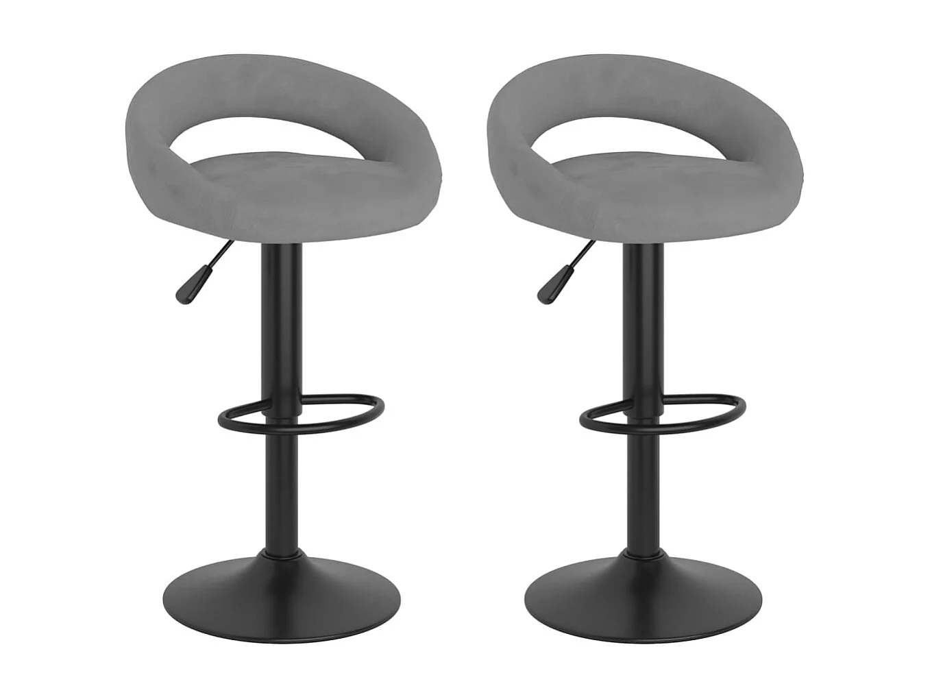 Barkrukken 2 st fluweel lichtgrijs