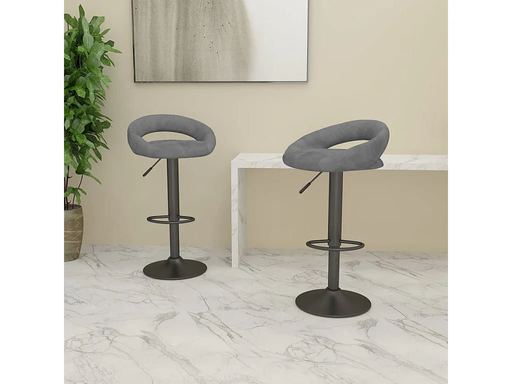 Barhocker 2 Stk. Hellgrau Samt