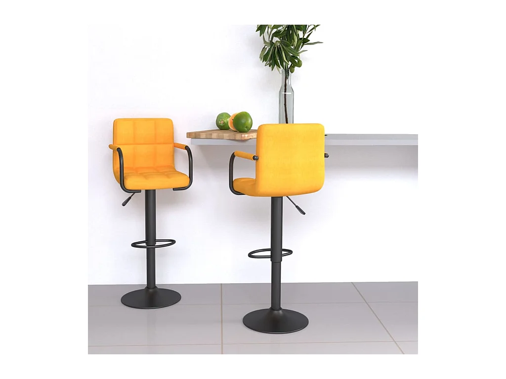 Tabourets de bar lot de 2 jaune moutarde tissu