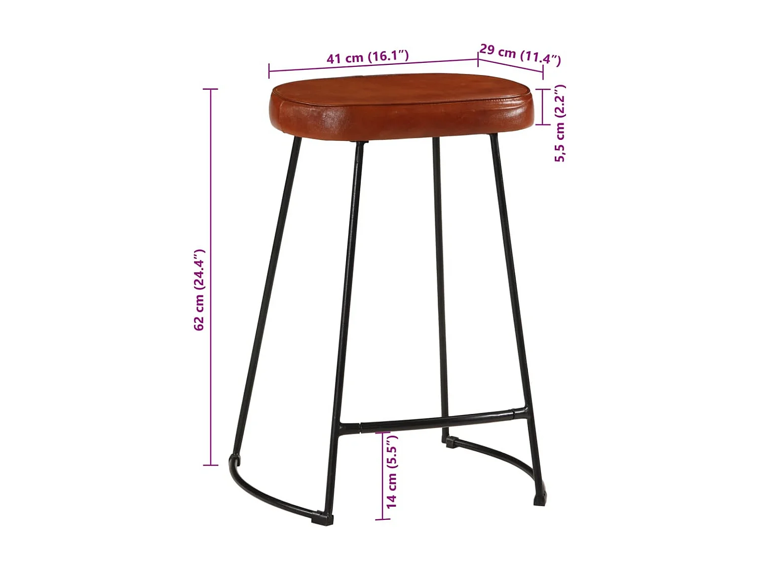 Barkrukken 2 st 41x29x62 cm donkerbruin