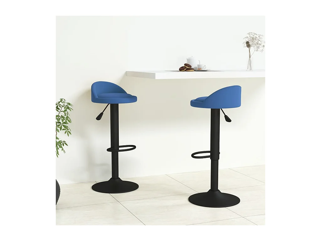 Tabourets de bar lot de 2 bleu velours