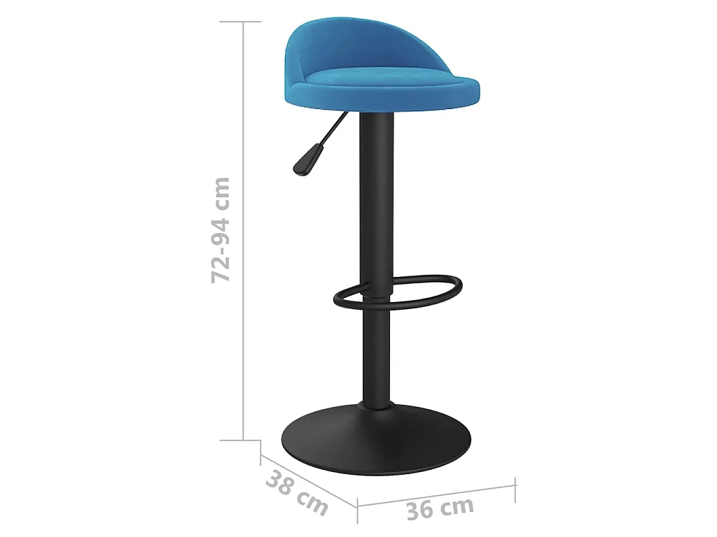 Tabourets de bar lot de 2 bleu velours