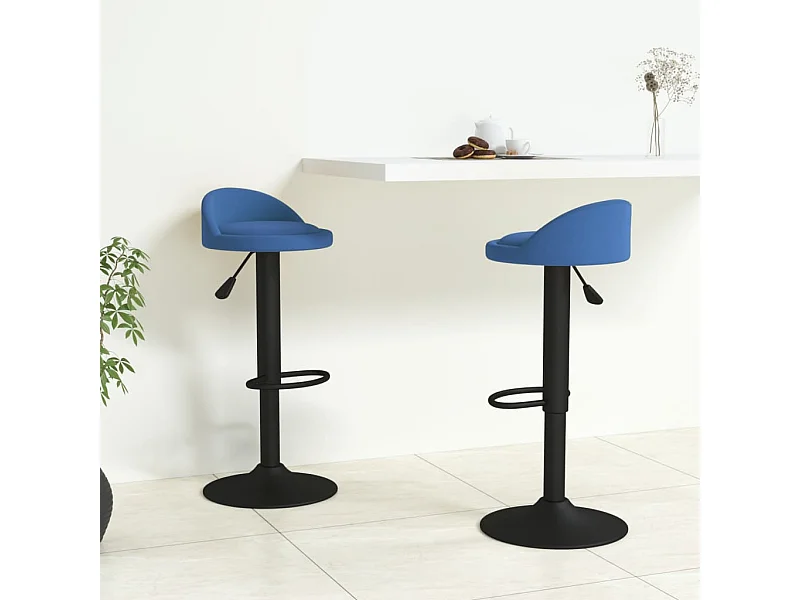 Tabourets de bar lot de 2 bleu velours