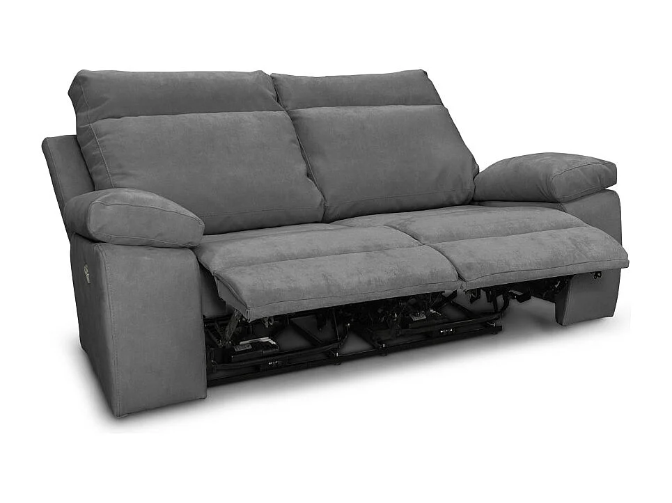 Canapé de relaxation électrique 2 places en tissu Houda - Gris - L173 x 93 x 105cm - Loungitude