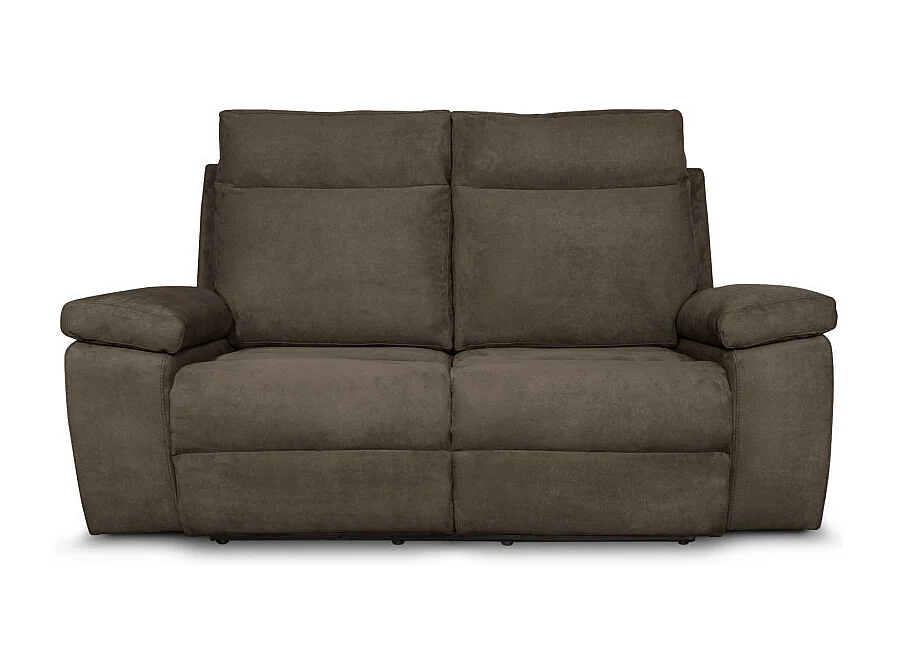 Canapé de relaxation électrique 2 places en tissu Houda - Taupe - L173 x 93 x 105cm - Loungitude