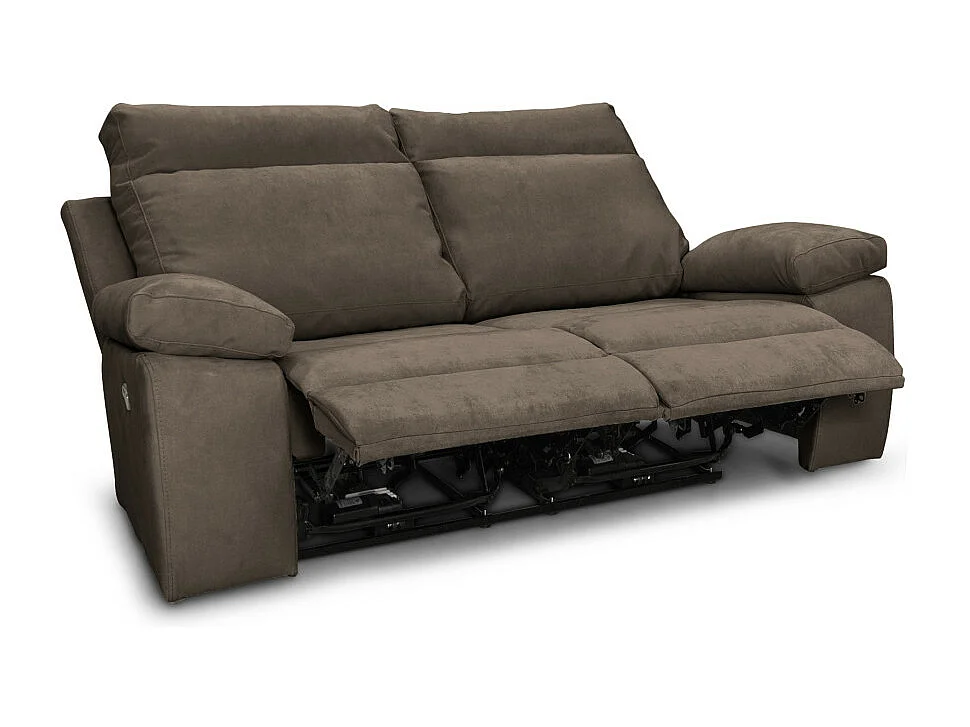 Canapé de relaxation électrique 2 places en tissu Houda - Taupe - L173 x 93 x 105cm - Loungitude