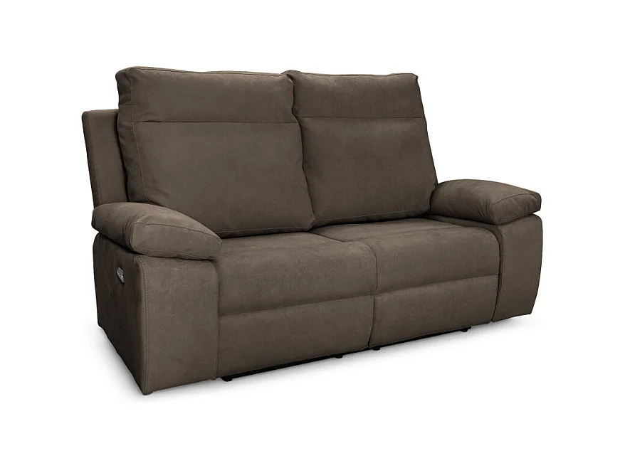 Canapé de relaxation électrique 2 places en tissu Houda - Taupe - L173 x 93 x 105cm - Loungitude