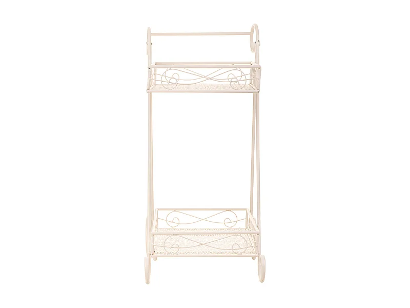 Chariot avec 2 étagères pour casseroles en fer forgé blanc 40x34x76