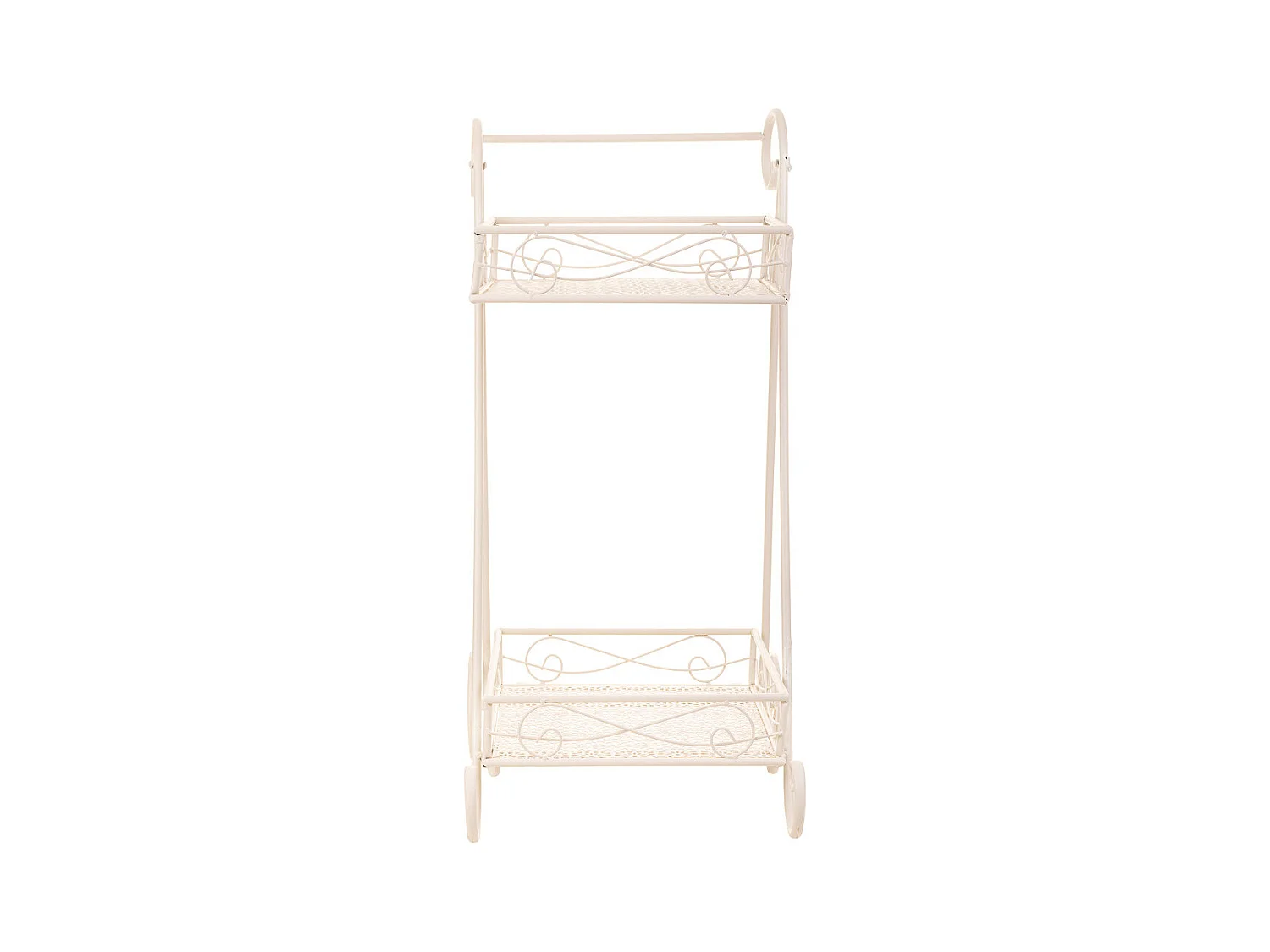 Carrito 2 baldas para macetas de forja blanco 40x34x76