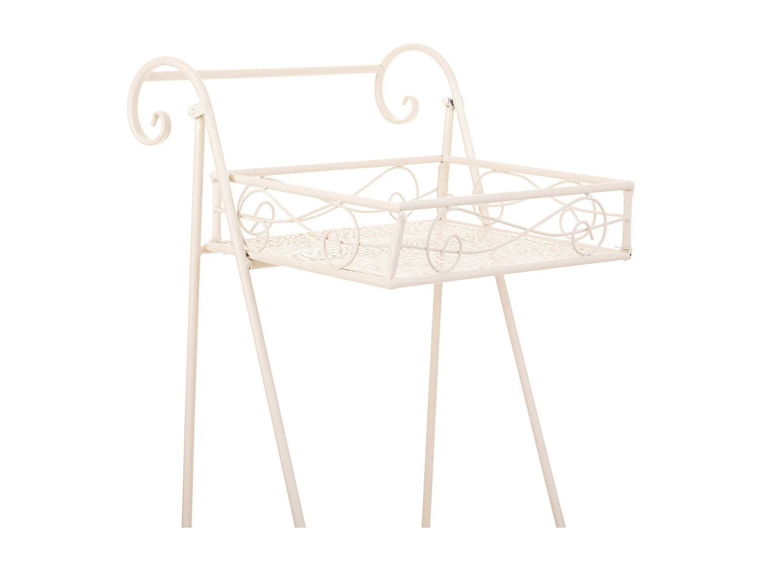 Carrito 2 baldas para macetas de forja blanco 40x34x76