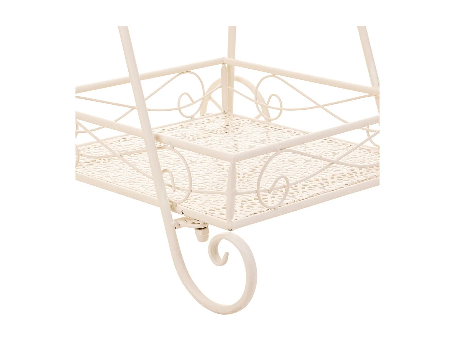 Carrito 2 baldas para macetas de forja blanco 40x34x76