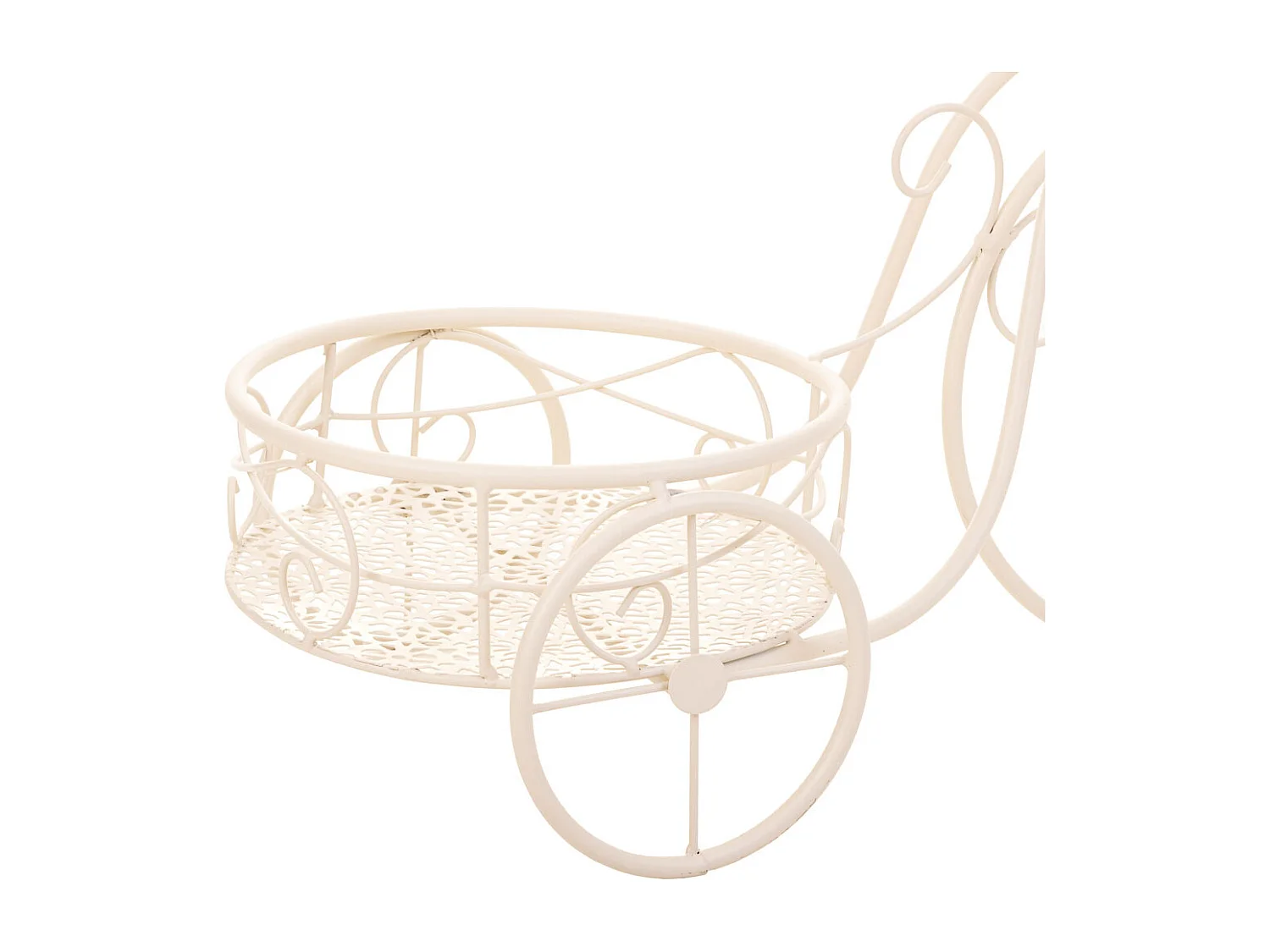 Bicicleta para 2 vasos de flores em ferro forjado branco 59x25x37h cm