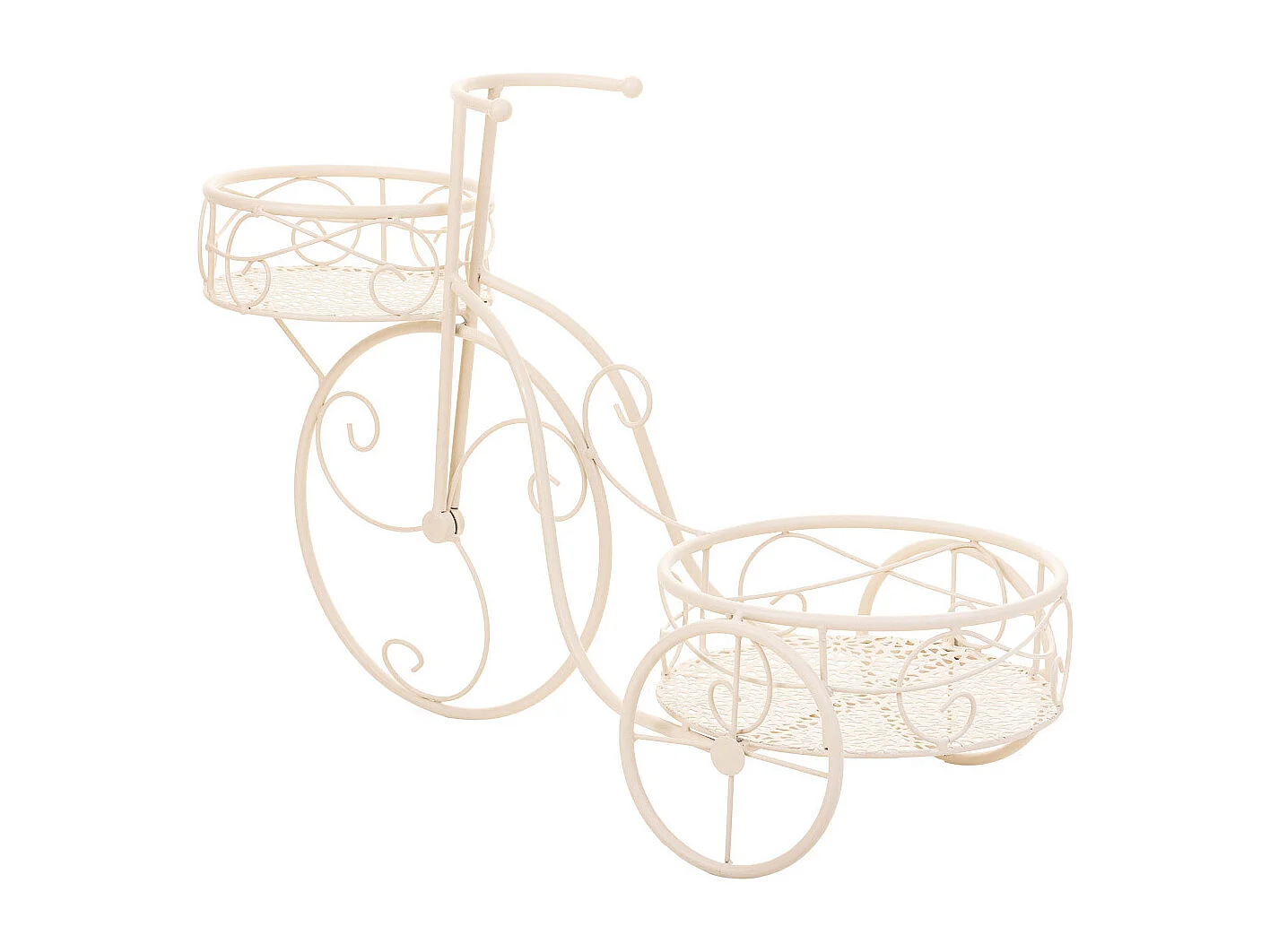 Bicicleta para 2 vasos de flores em ferro forjado branco 59x25x37h cm