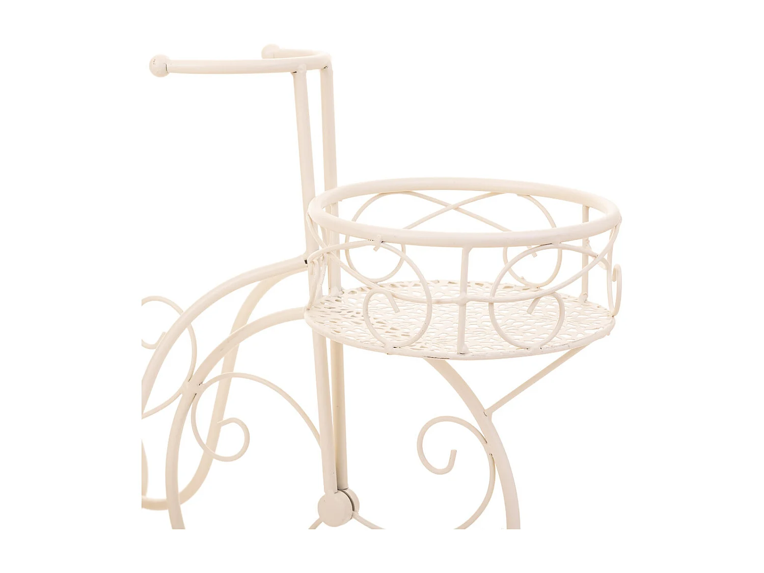 Bicicleta para 2 vasos de flores em ferro forjado branco 59x25x37h cm